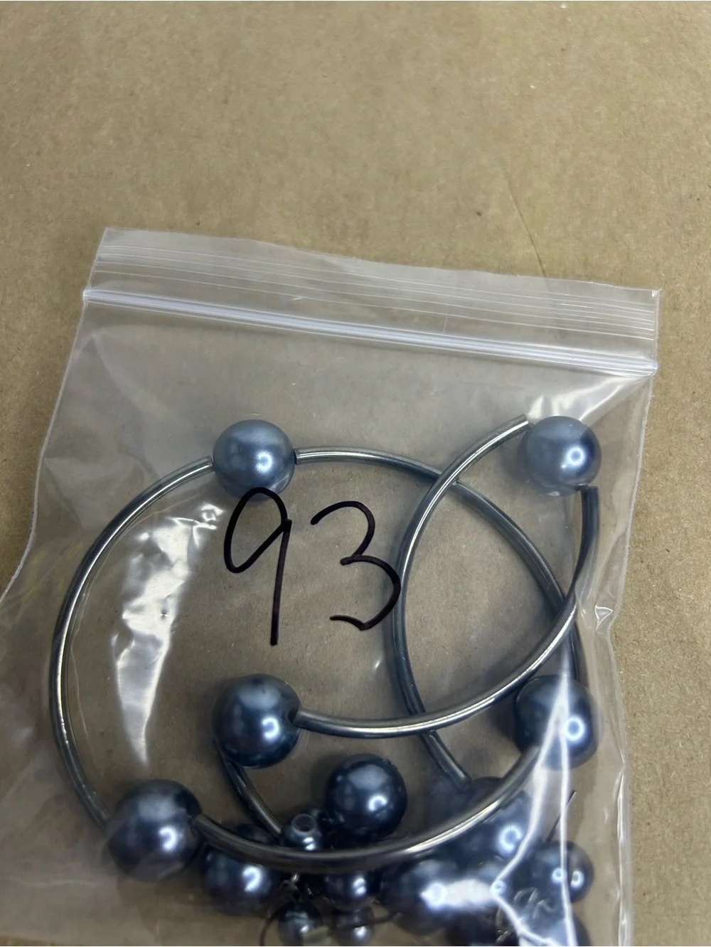 Gunmetal Beaded Coil Bracelet & Matching Cluster Earrings Set